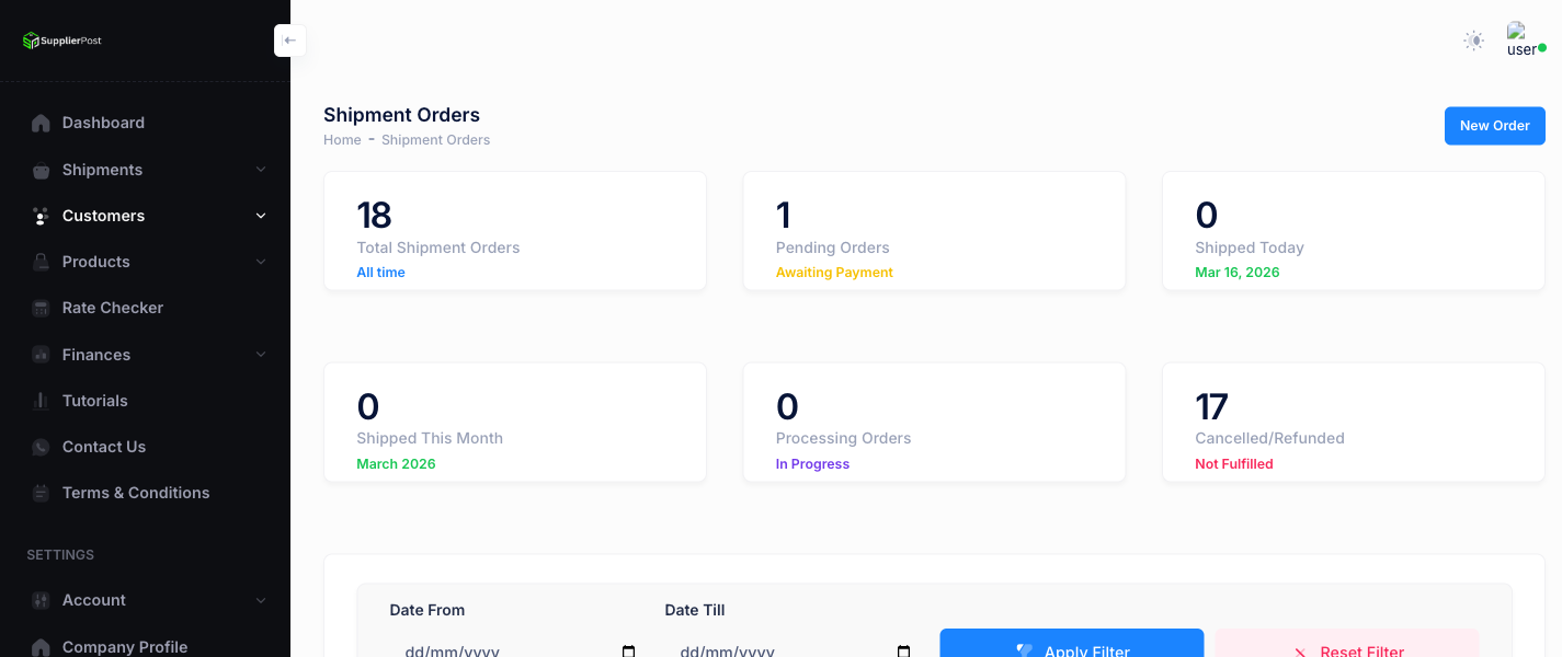 Shipment Management screenshot