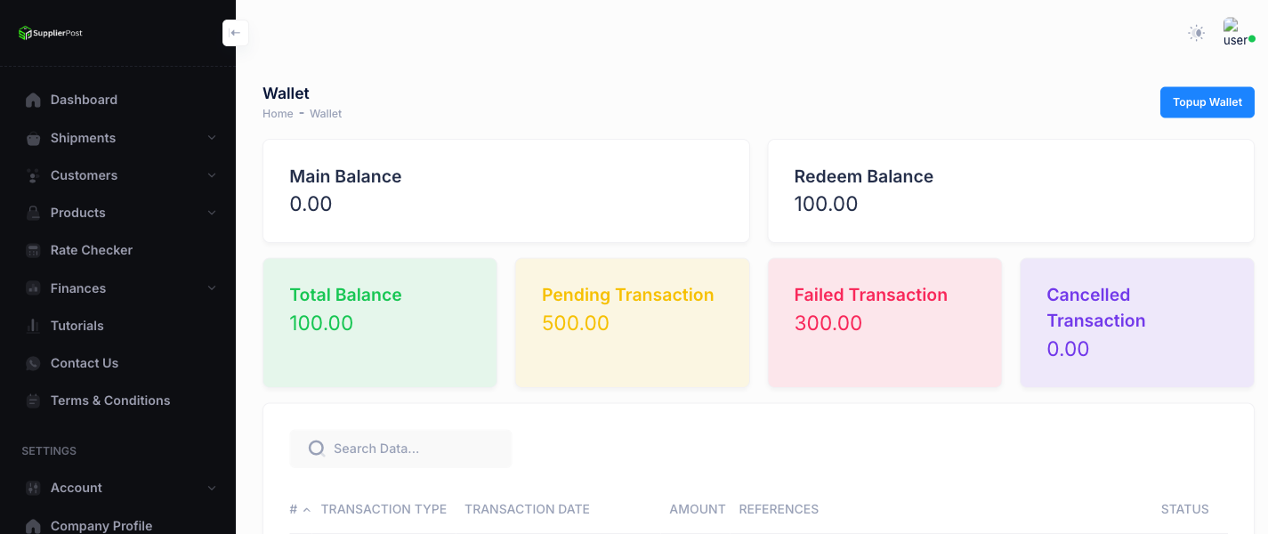 Wallet System screenshot