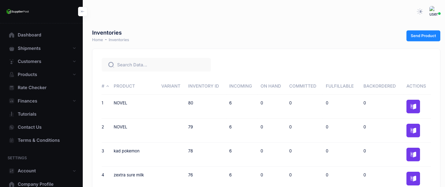 Warehouse Receiving screenshot